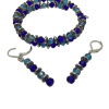 Blue crystal memory spring bracelet and earring duo