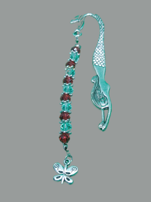 mermaid bookmark with crystals and butterfly pendant